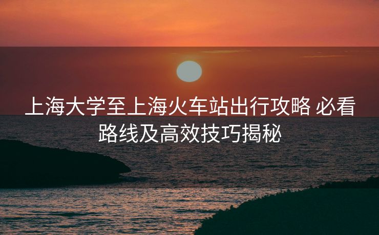 上海大學至上?；疖囌境鲂泄ヂ?必看路線及高效技巧揭秘