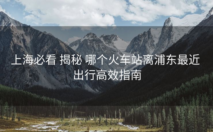 上海必看 揭秘 哪個火車站離浦東最近 出行高效指南