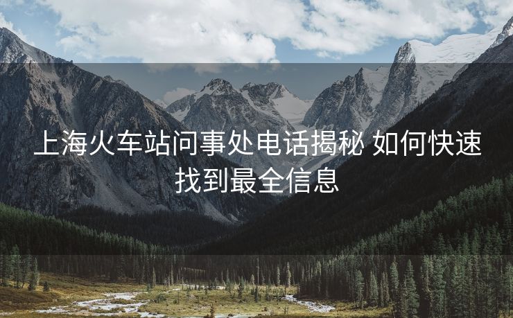 上?;疖囌締柺绿庪娫捊颐?如何快速找到最全信息 上海火車站問事處電話揭秘 如何快速找到最全信息