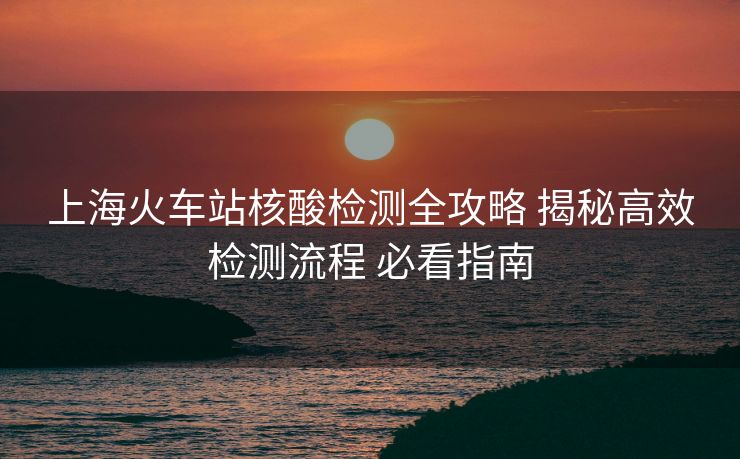 上?；疖囌竞怂釞z測全攻略 揭秘高效檢測流程 必看指南